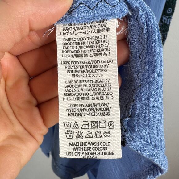 Free People Wind Willow Embroidered V-Neck Mini Dress Blue - Picture 6 of 7